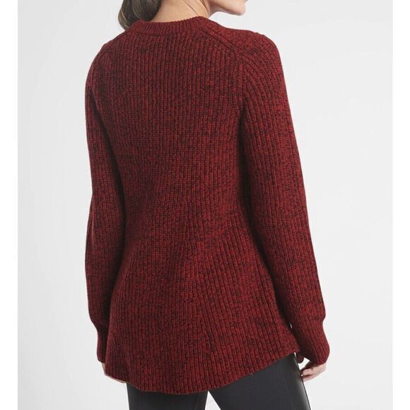 Athleta Sierra Crew Neck Sweater Wool Women's Size XS Flare Hem Marled‎ Red New - Picture 3 of 7